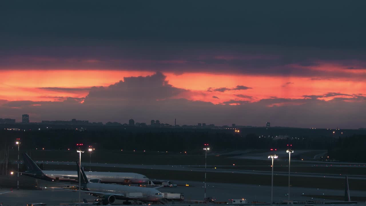 Stock Video Airplane Taking Off From An Airport At Sunrise Live Wallpaper For PC