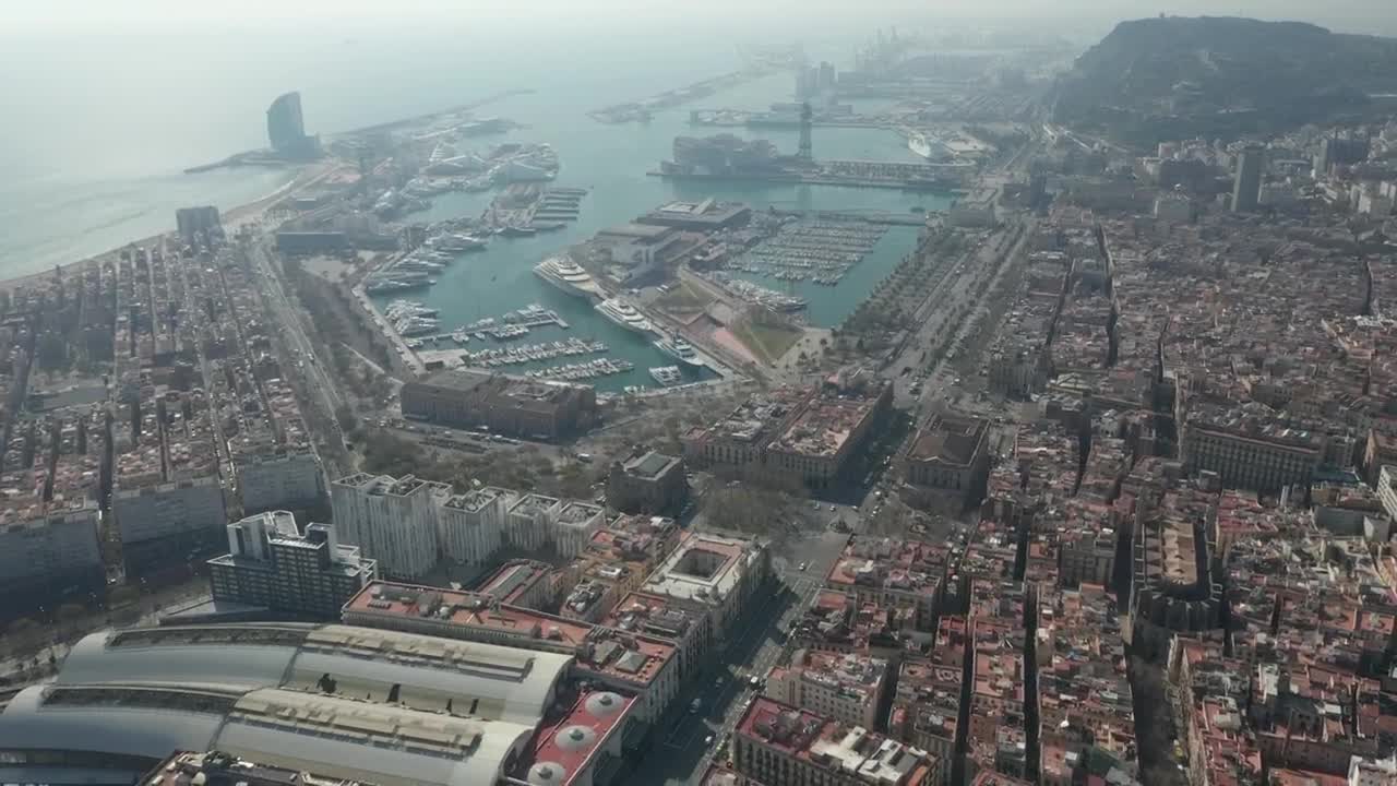 Stock Video Air Travel Near A Pier In Barcelona Live Wallpaper For PC