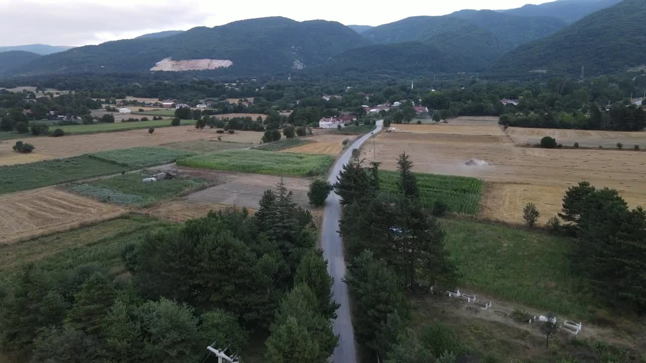 Stock Video Air Travel Above A Road Surrounded By Countryside Live Wallpaper For PC