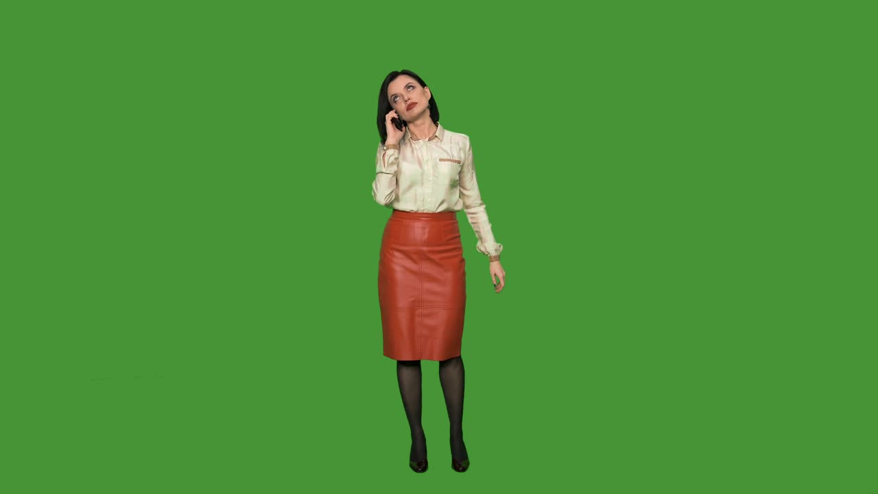 Stock Video A Woman Answering A Phone Call On A Green Screen Live Wallpaper For PC