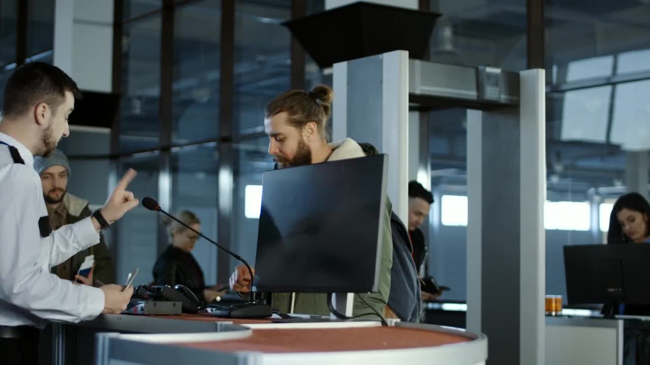 Stock Video A Man At The Biometric Security In The Airport Live Wallpaper For PC