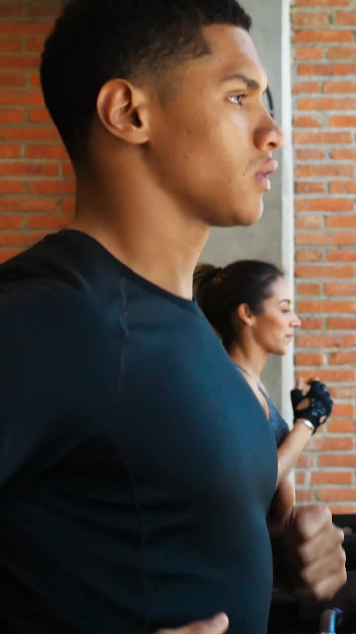 Stock Video A Healthy Couple Running On A Treadmill Live Wallpaper For PC