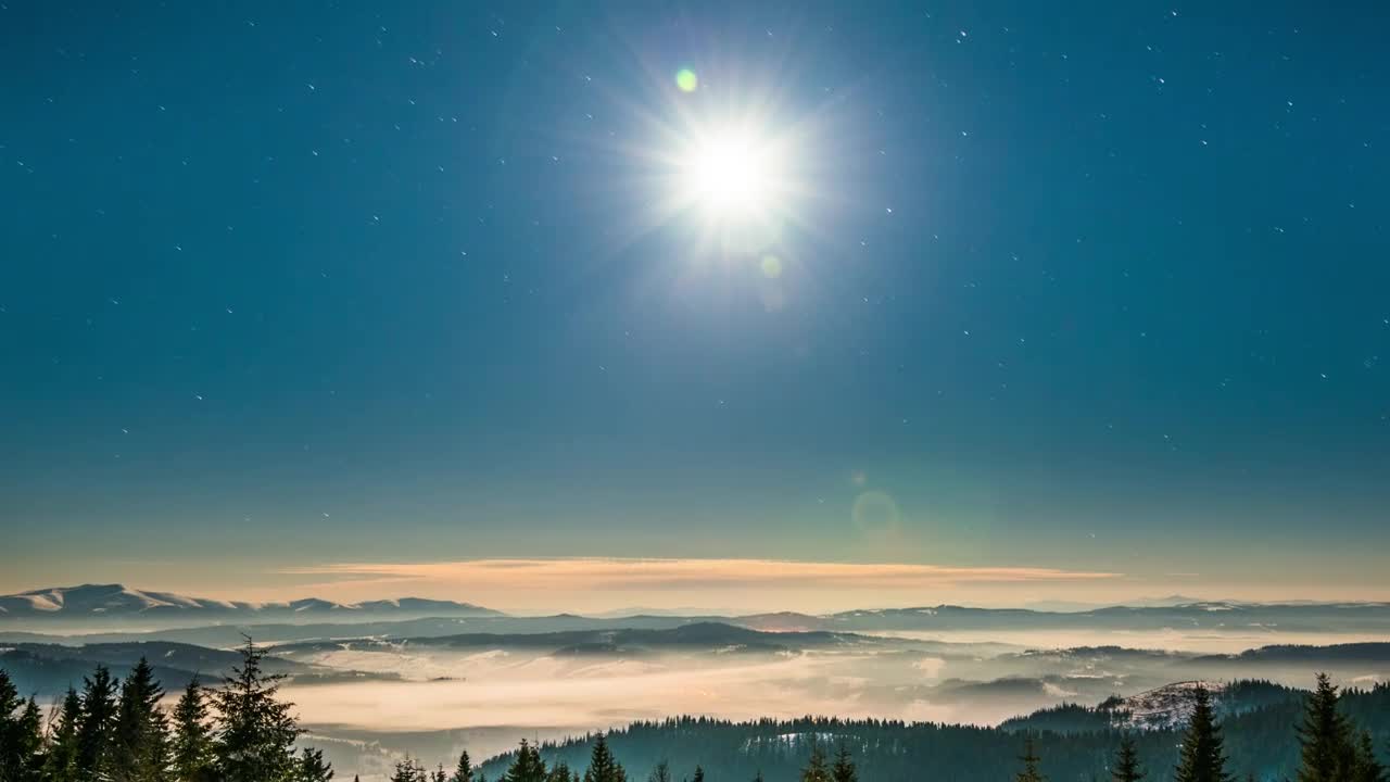 Stock Video Bright Moon In A Starry Sky In The Mountains Live Wallpaper For PC