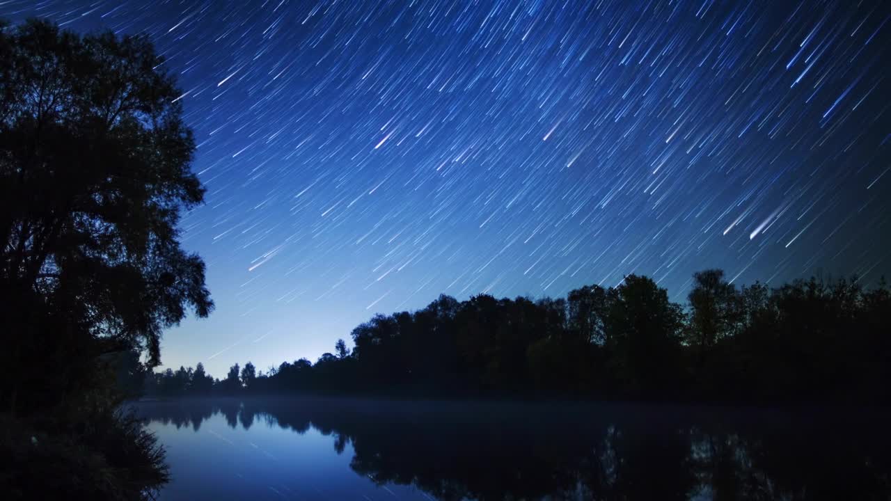 Stock Video Beautiful Bluish Landscape Of A Lake And Starry Sky Live Wallpaper For PC
