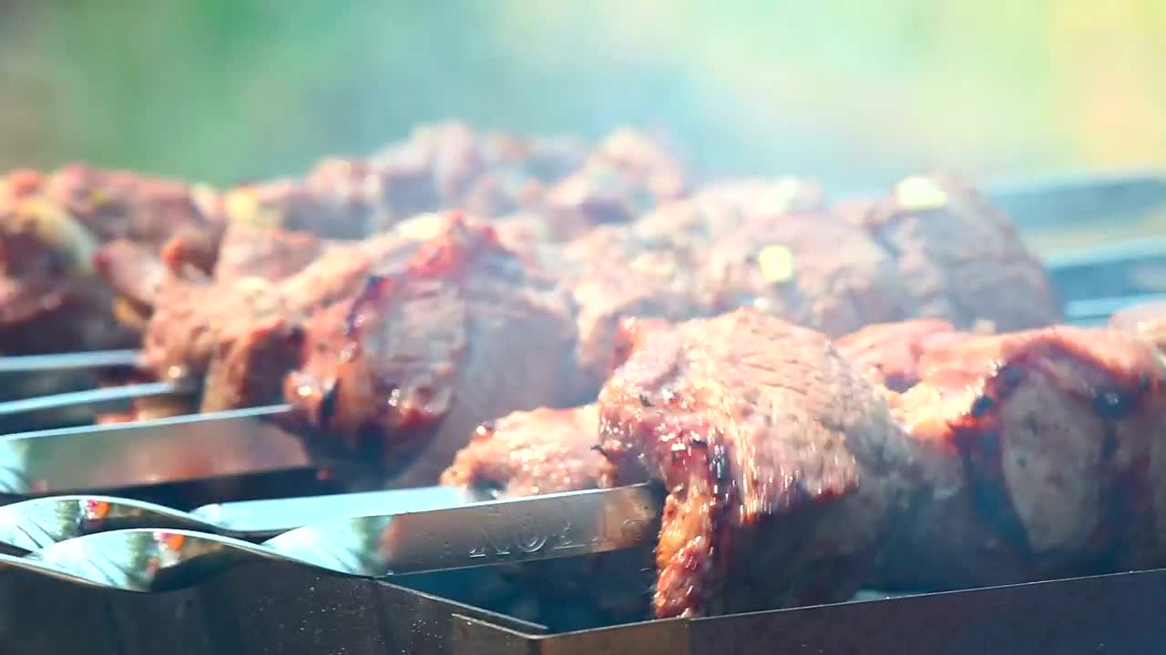 Video Stock Closeup Of Meat In The Grill Live Wallpaper For PC