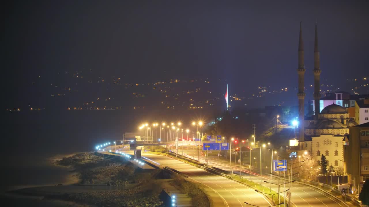 Video Stock City Night Lights On A Road Near The Seashore Live Wallpaper For PC