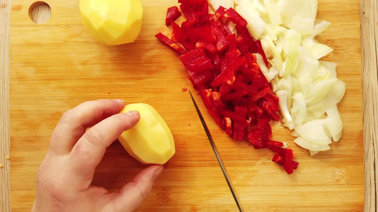 Video Stock Chef Preparing Potato Chunks Live Wallpaper For PC