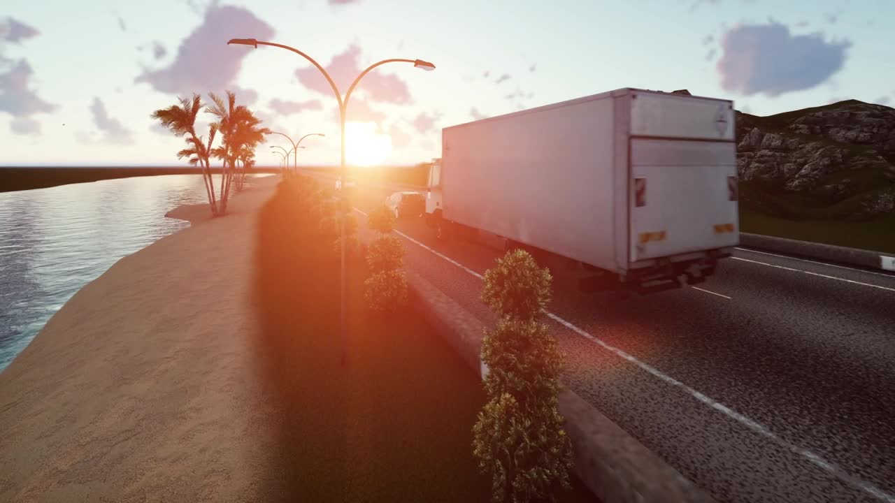 Video Stock Cars Traveling On A Highway During A Sunset Live Wallpaper For PC
