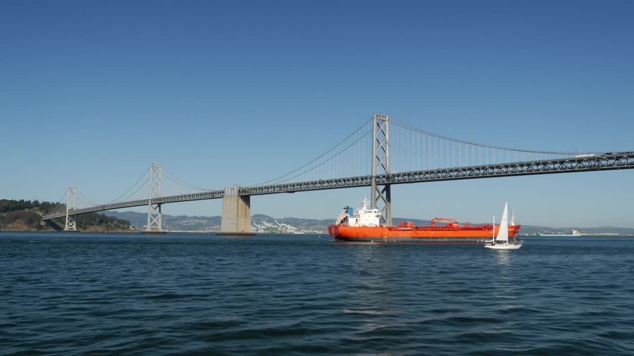 Video Stock Cargo Ship Crossing The Bridge Live Wallpaper For PC