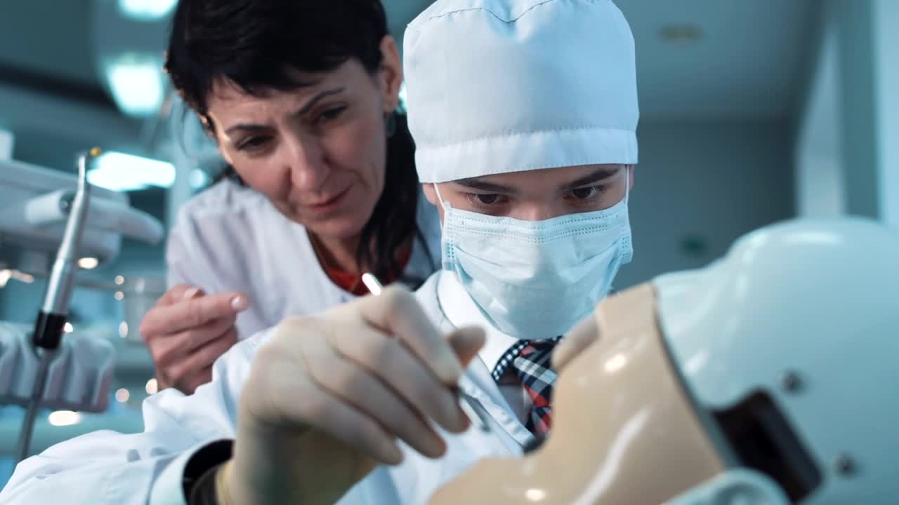 Stock Video Dentist Student Practicing On A Dummy Live Wallpaper For PC