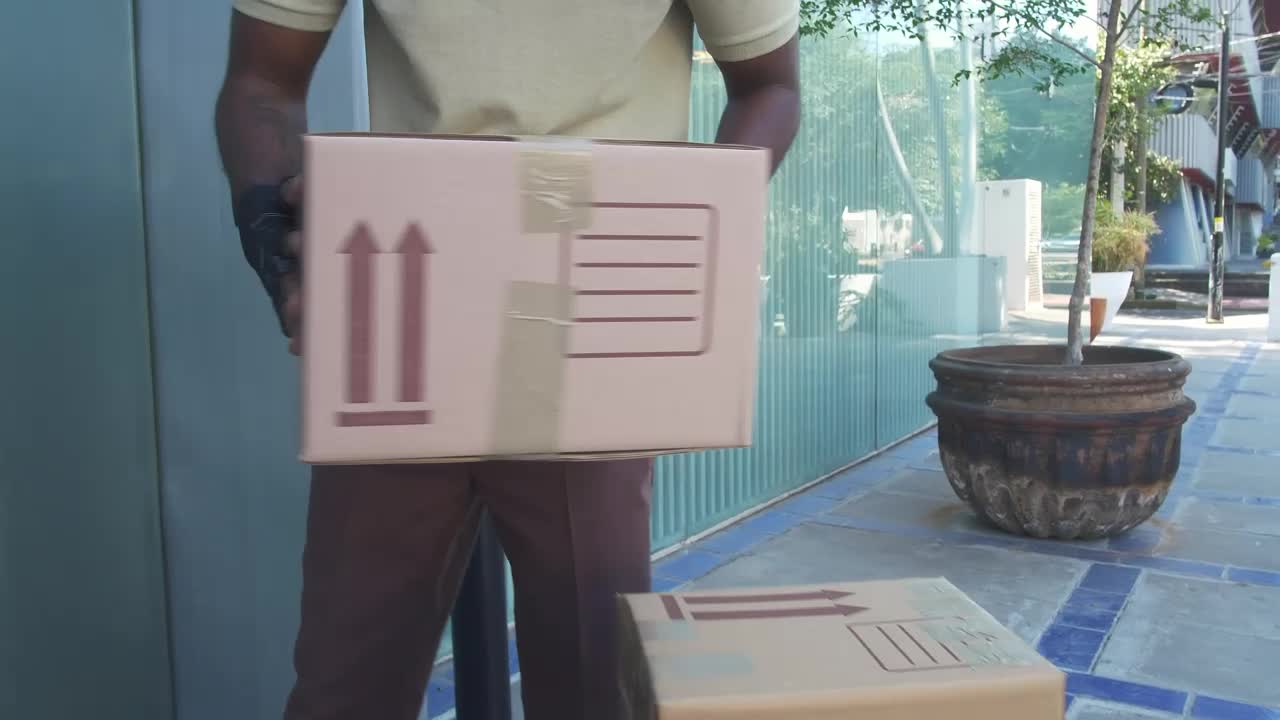 Stock Video Delivering A Package To A Woman At Home Live Wallpaper For PC