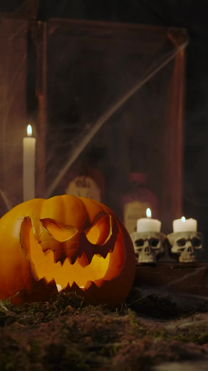 Stock Video Decorated For Halloween With Candles A Pumpkin And Cobwebs Live Wallpaper For PC