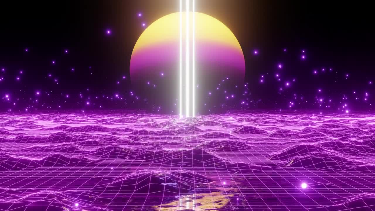 Stock Video Cyberpunk Style Planetary Surface With Space View Live Wallpaper For PC