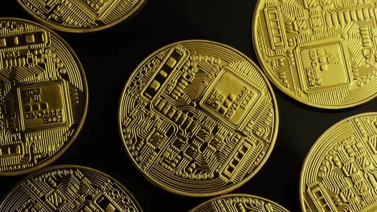 Stock Video Cryptocurrencies Rotating On A Black Surface Live Wallpaper For PC
