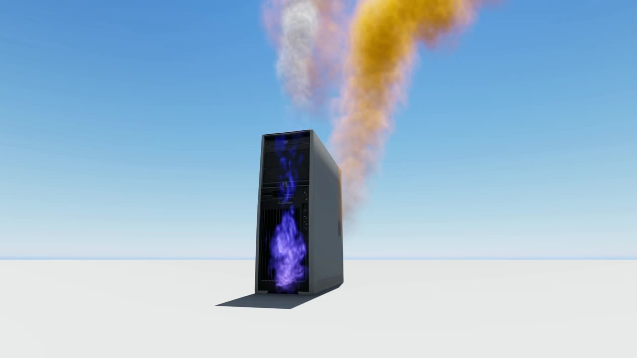 Stock Video Computer Burning On Fire In Empty Space D Live Wallpaper For PC
