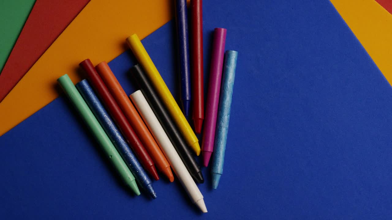 Stock Video Colorful Composition Of Paper And Crayons Live Wallpaper For PC