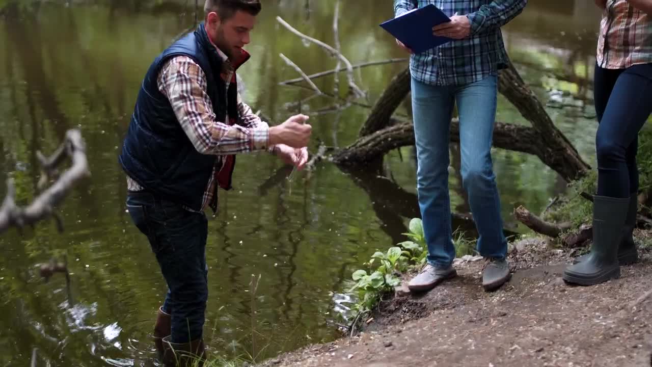 Stock Video Collecting Samples From Polluted Lake Live Wallpaper For PC