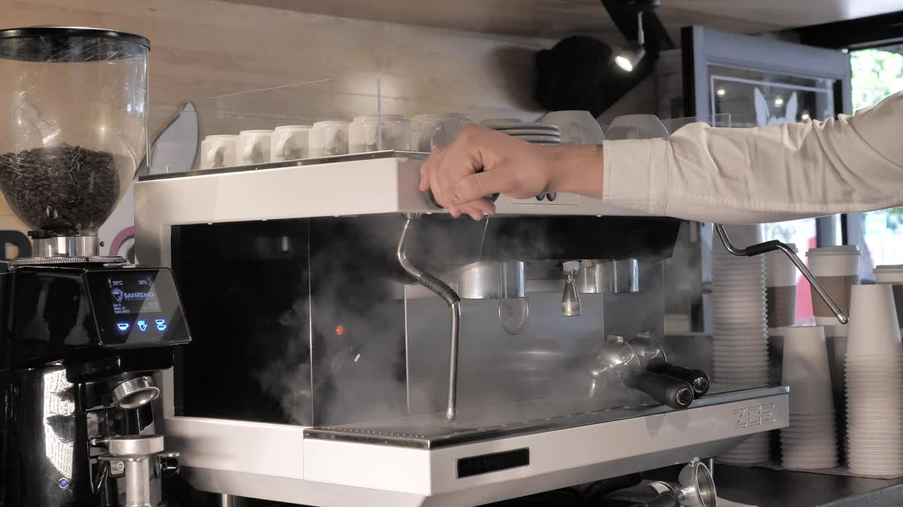 Stock Video Coffee And Steam Machine In A Coffee Shop Live Wallpaper For PC
