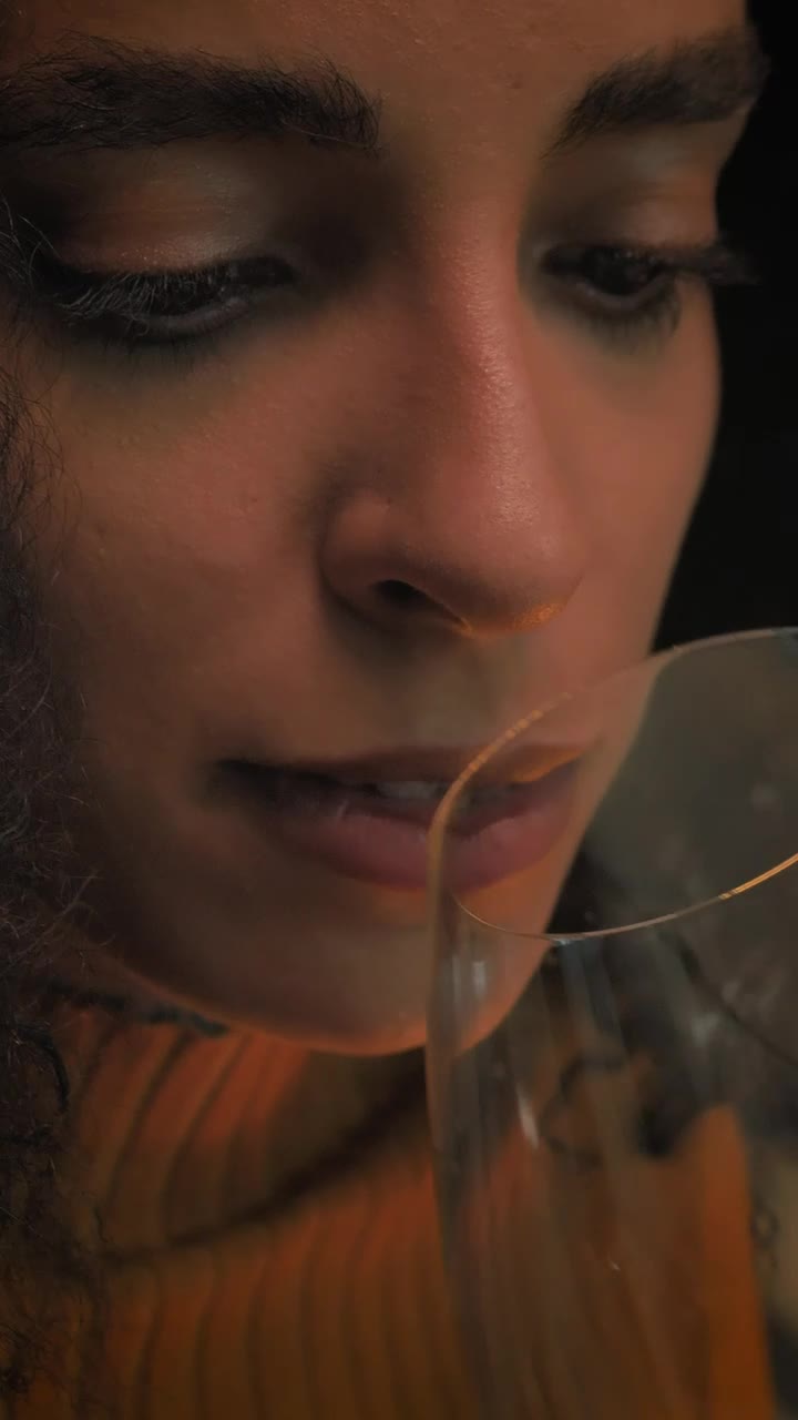 Stock Video Face Of A Girl Drinking Champagne During A Date Live Wallpaper For PC