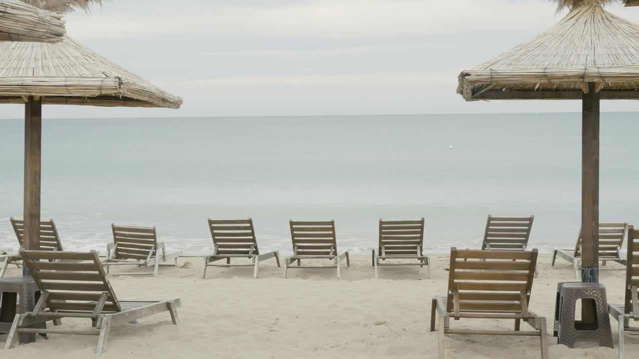 Stock Video Empty Tourist Beach On An Overcast Day Live Wallpaper For PC