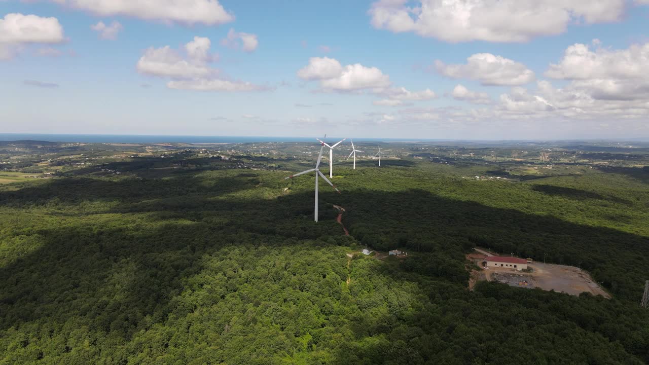 Stock Video Electricity Production Field With Wind Turbines Live Wallpaper For PC