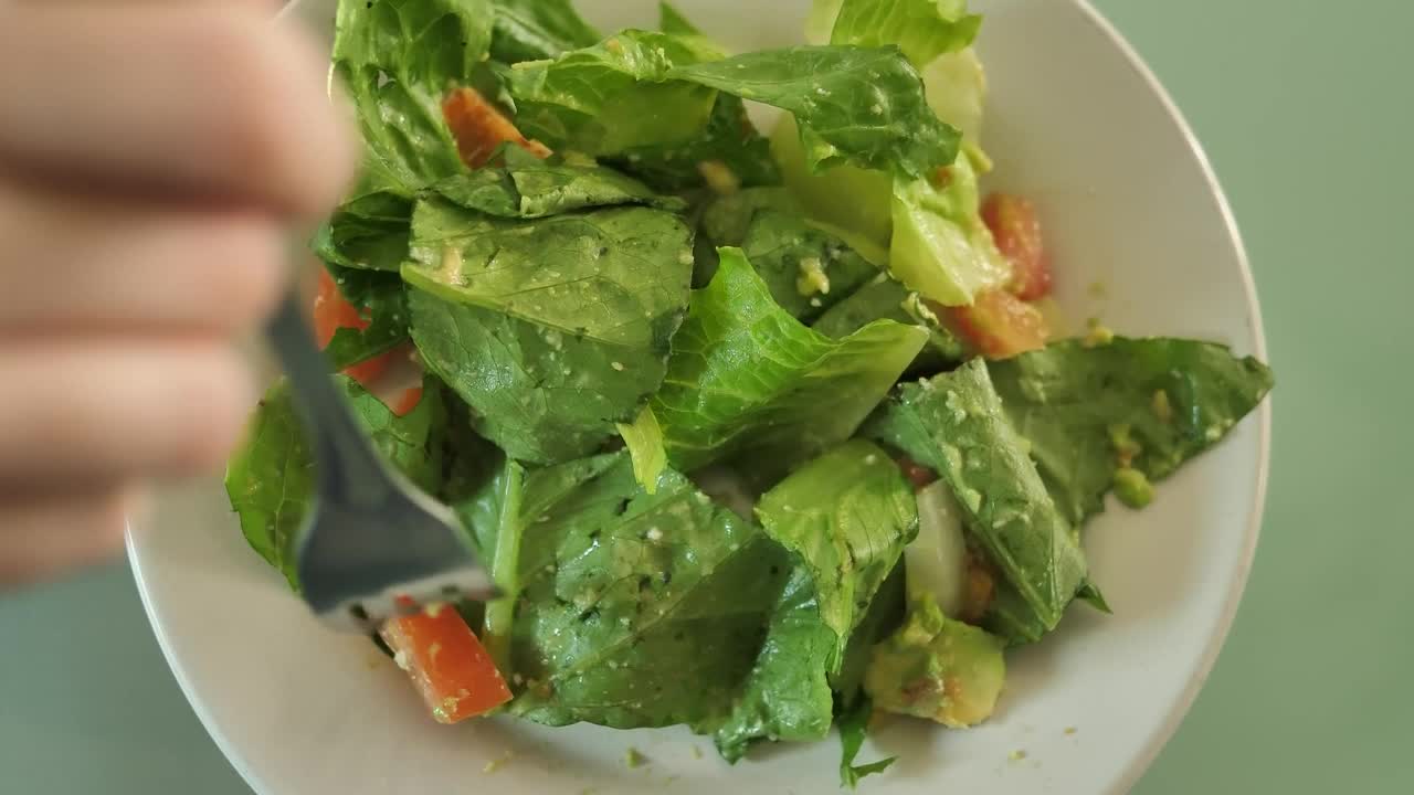 Stock Video Eating Salad With A Fork Live Wallpaper For PC