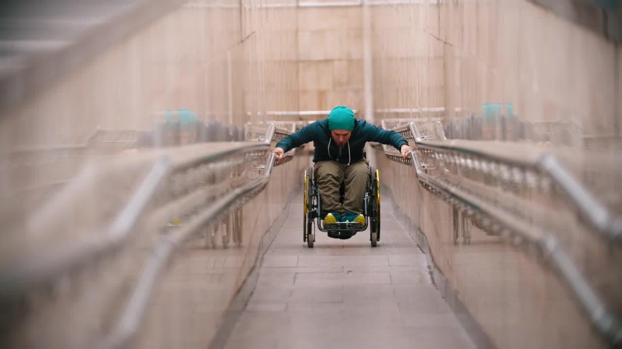 Stock Video Disabled Man Struggling To Go Up The Ramp Live Wallpaper For PC