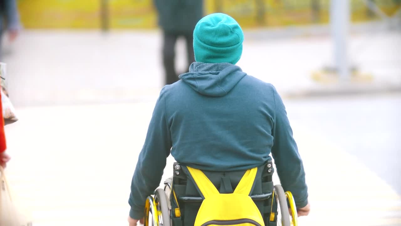 Stock Video Disabled Man In A Wheelchair Crossing The Road Live Wallpaper For PC
