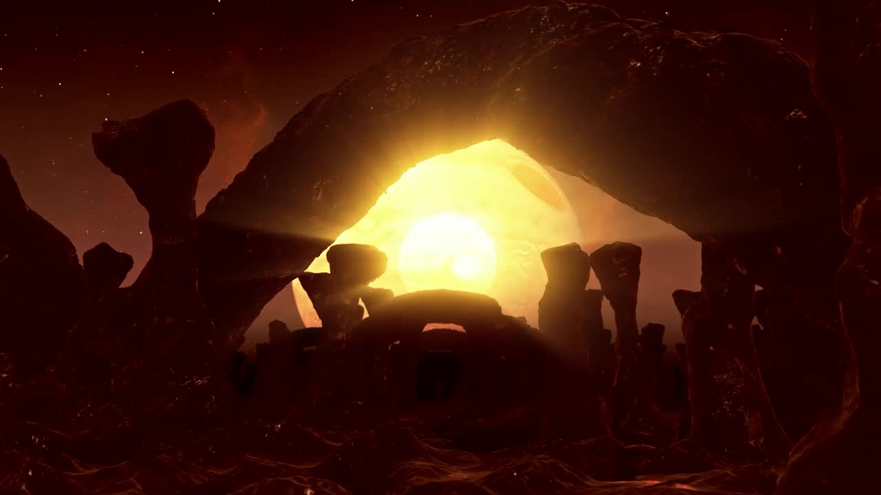 Stock Video Flying Over An Alien Planet With Rock Formations Live Wallpaper For PC