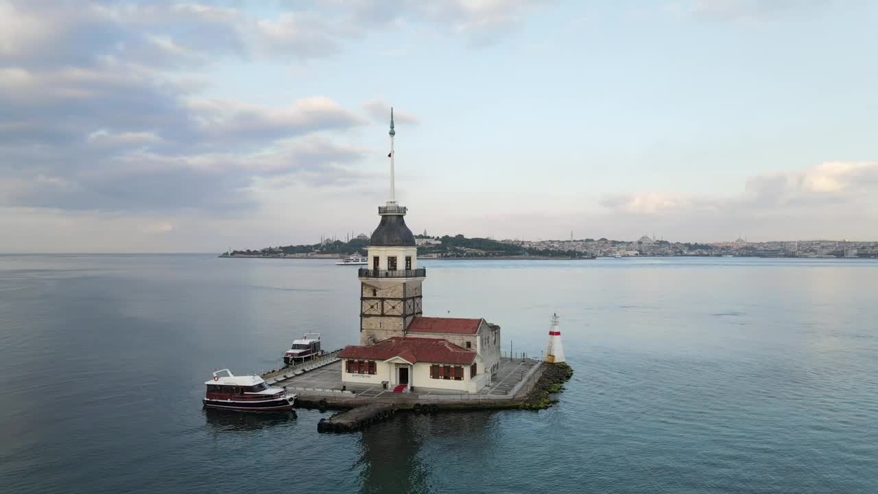 Stock Video Flying Over A Lighthouse In The Middle Of The Sea Live Wallpaper For PC