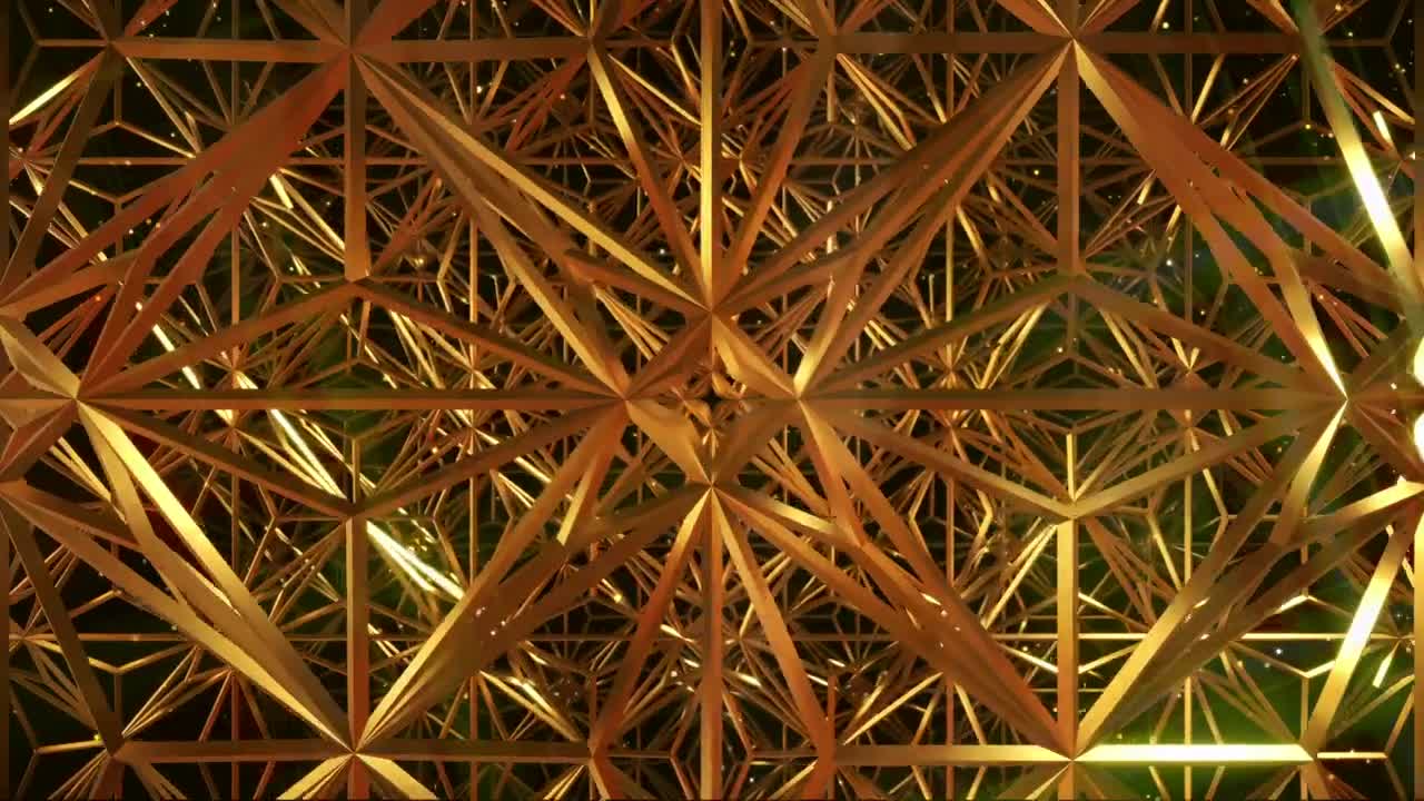 Stock Video Flying Among Golden Abstract Figures Live Wallpaper For PC