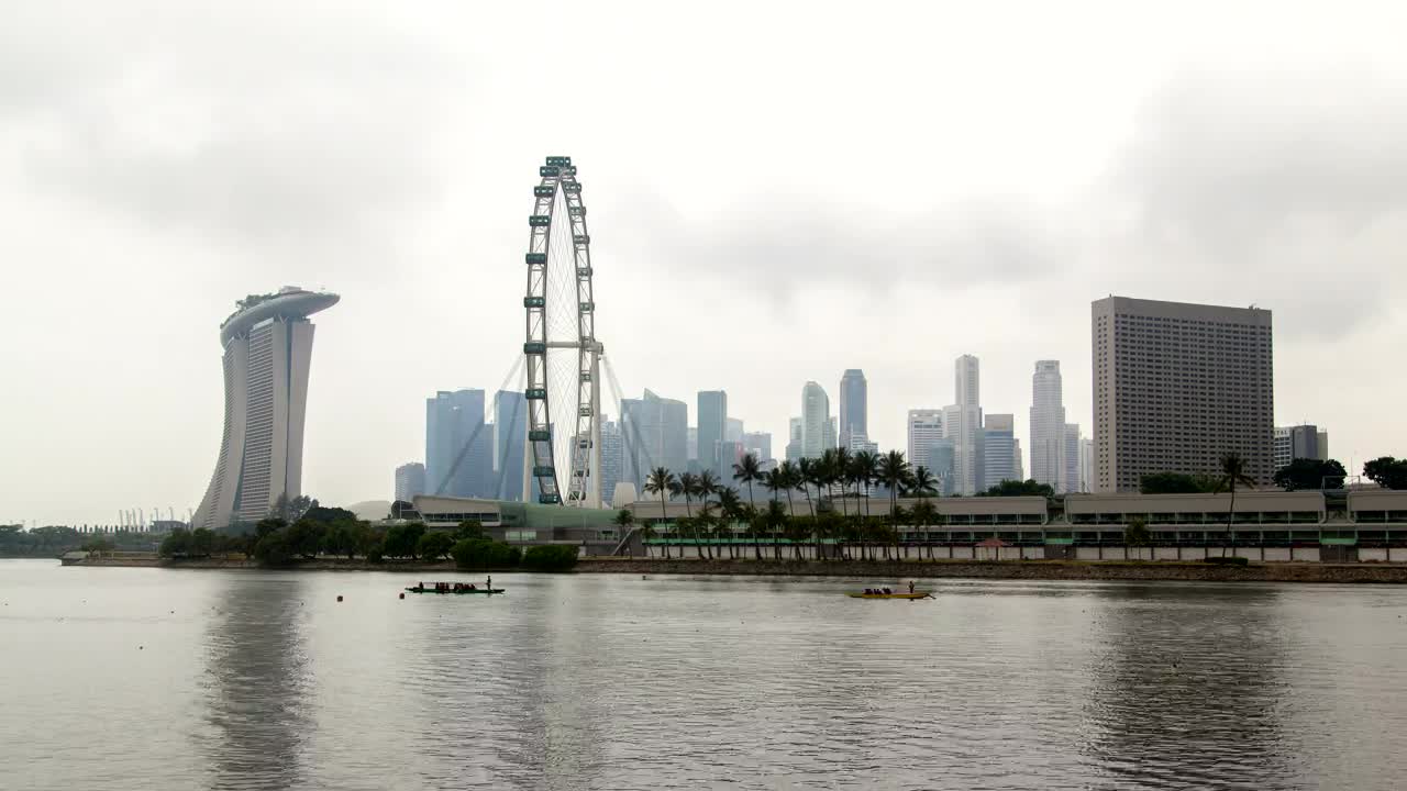 Stock Video Ferris Wheel And Singapore Skyline On A Cloudy Day Live Wallpaper For PC