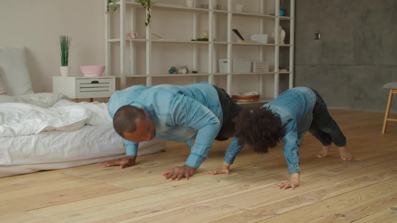 Stock Video Father And Son Doing Push Ups Together Live Wallpaper For PC