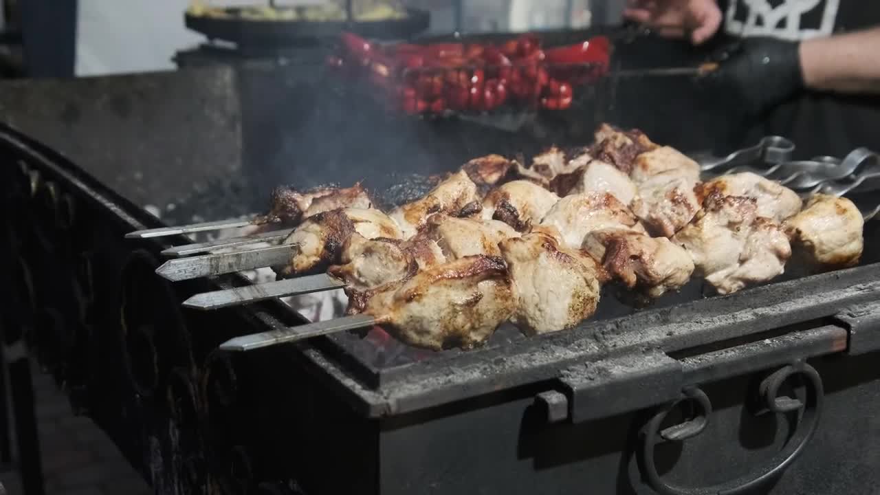Stock Video Grill With Meat Skewers Live Wallpaper For PC