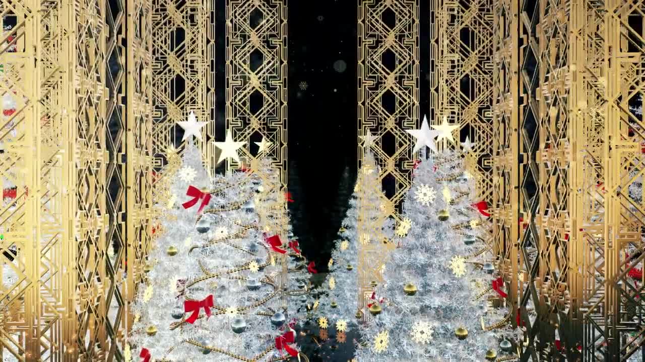 Stock Video Gold Decorations And White Christmas Trees Live Wallpaper For PC
