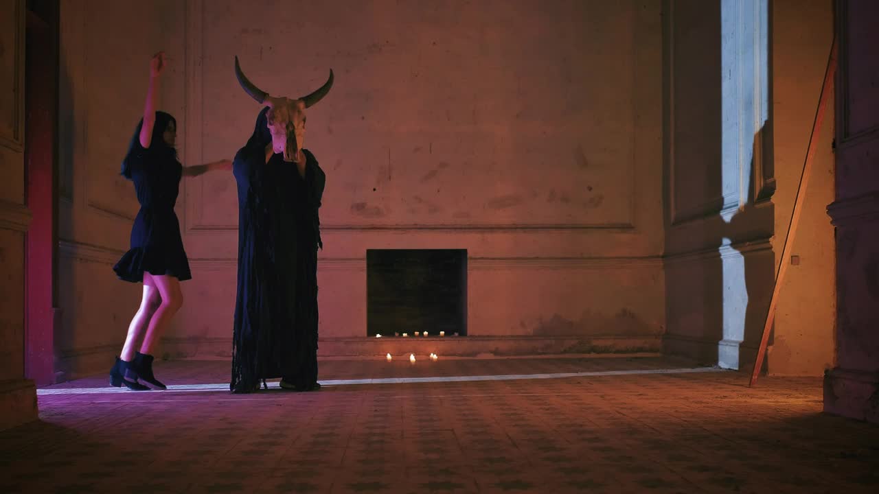 Stock Video Girl Dancing Around A Man In A Kind Of Ritual Live Wallpaper For PC