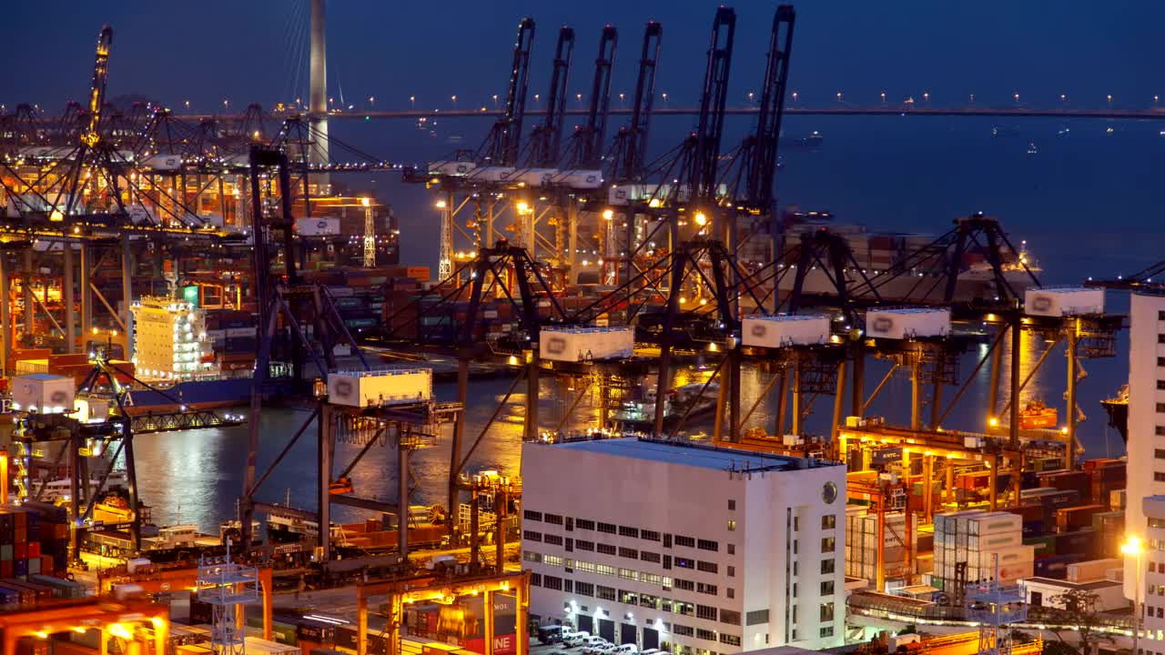 Stock Video From Day To Night In The Hong Kong Container Port Live Wallpaper For PC