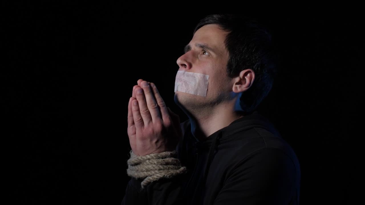 Stock Video Kidnapped Person Praying Scared Animated Wallpaper