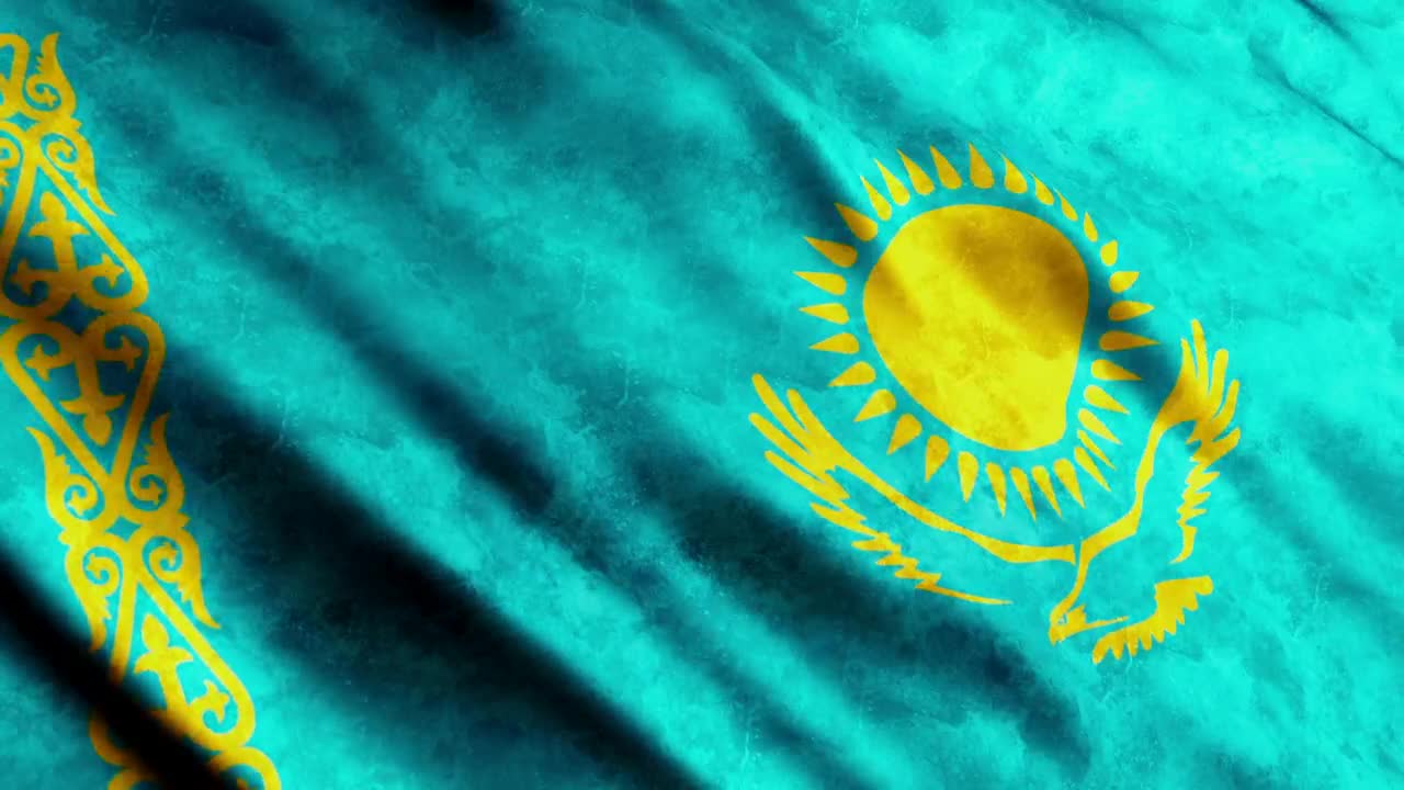 Kazakhstan Flag Waving Slow Animated Wallpaper