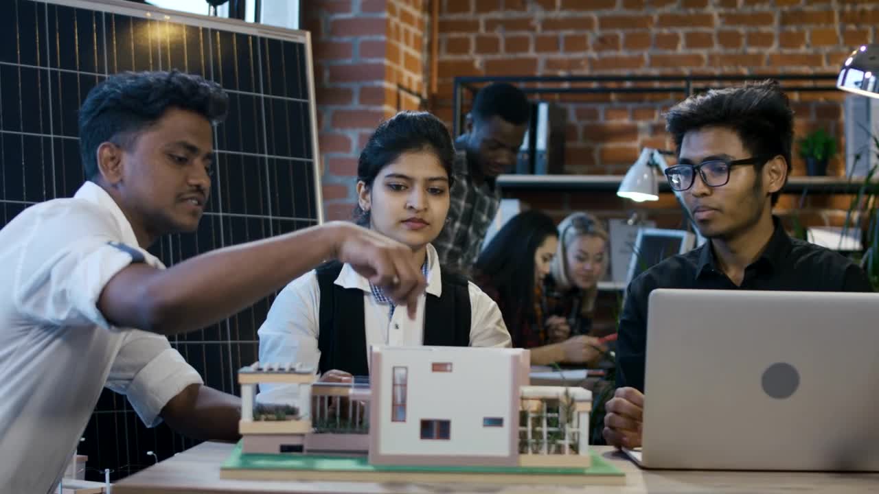 Stock Video Indian Architect Students Discussing The Project Animated Wallpaper