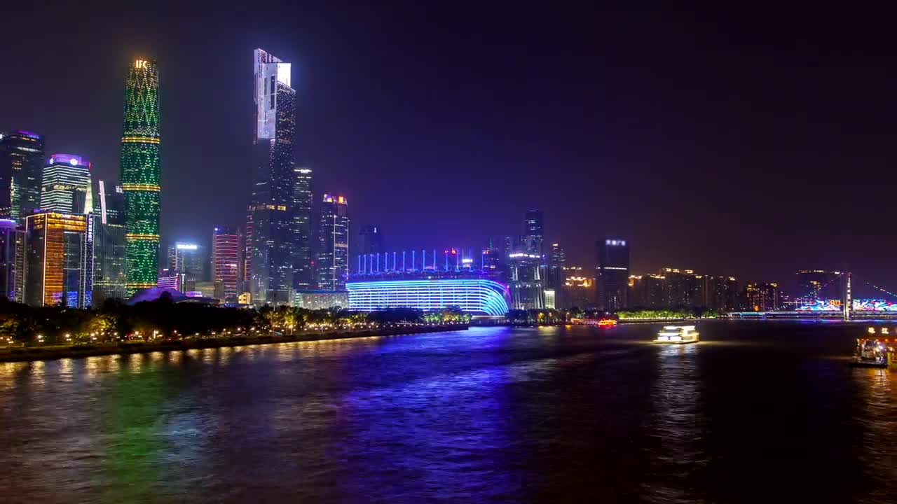 Stock Video Illuminated Ferries And The City Slyline At Night Animated Wallpaper