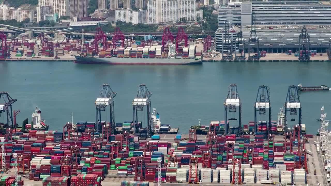 Stock Video Hong Kong Container Terminal Animated Wallpaper