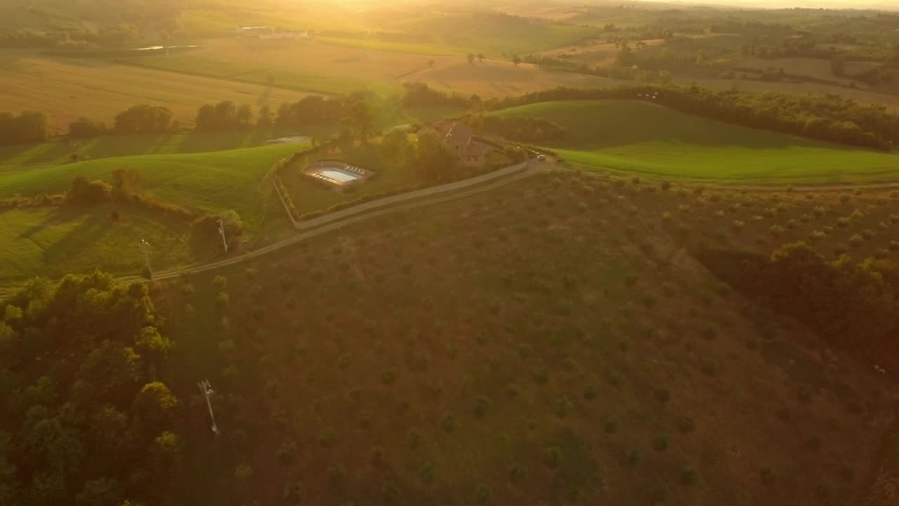 Stock Video Holiday House In The Middle Of The Field Aerial View Animated Wallpaper