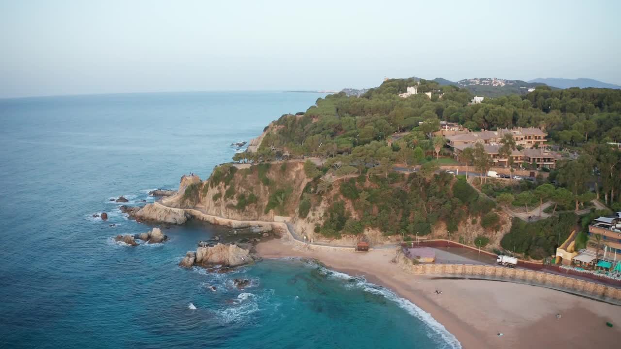 Stock Video High Above The Coast Of Lloret De Mar Animated Wallpaper