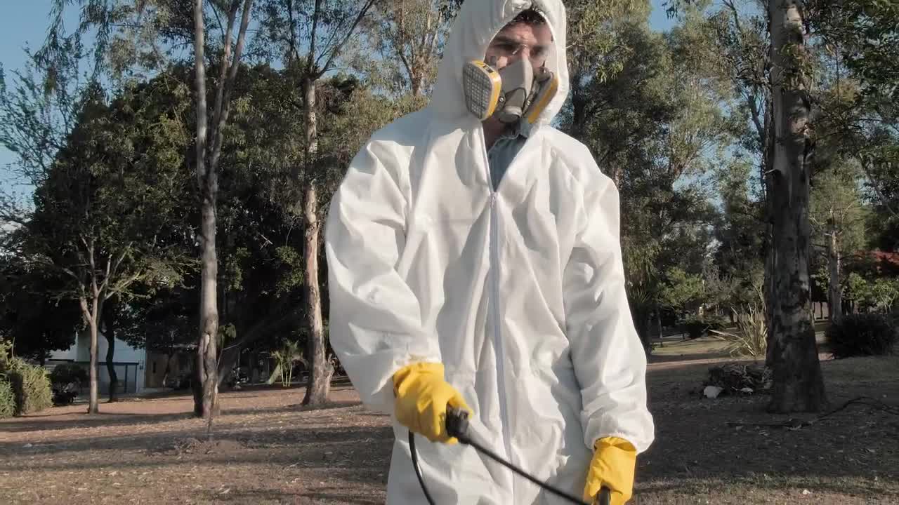 Stock Video Healthcare Workers Disinfecting A Park Animated Wallpaper