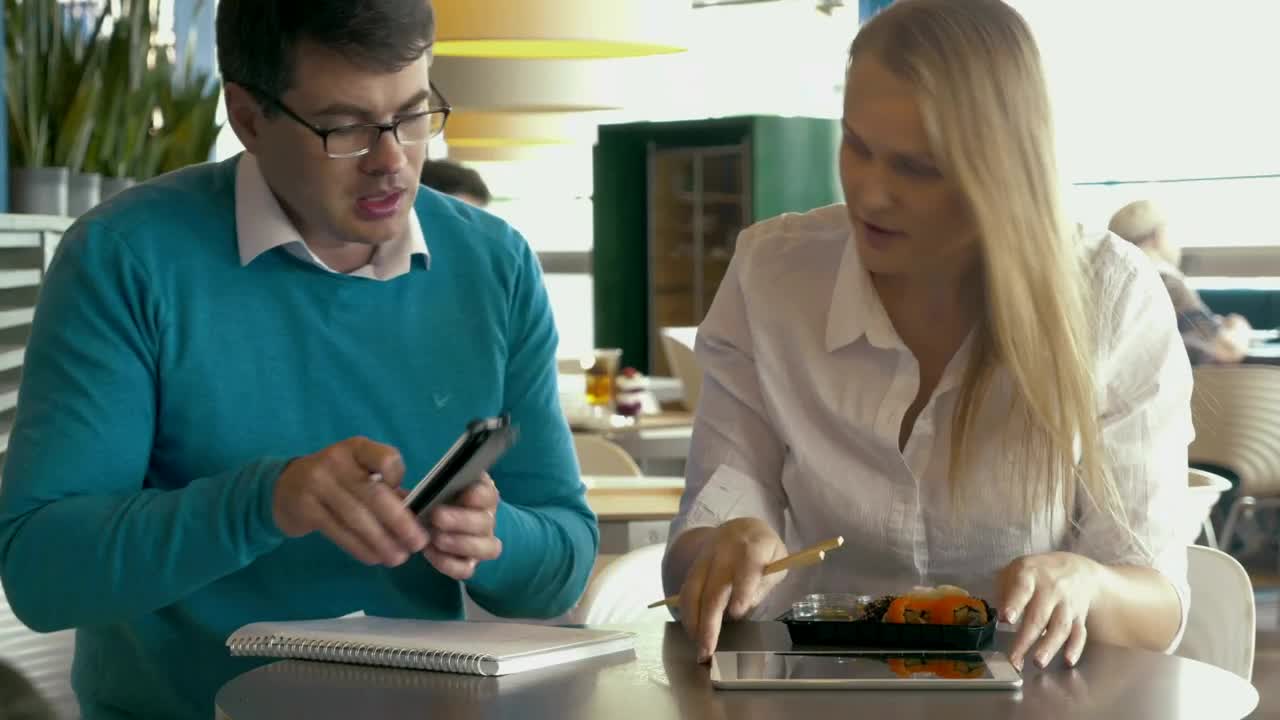 Stock Video Having A Working Lunch Animated Wallpaper