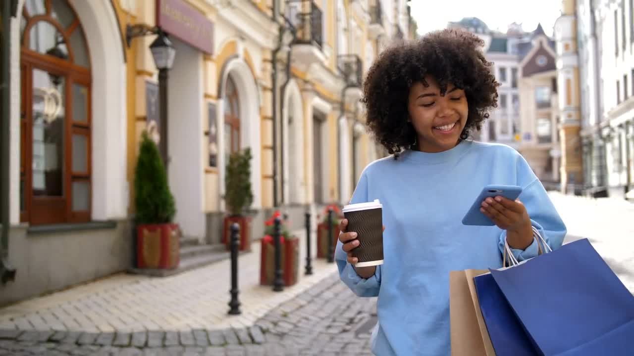 Stock Video Happy Woman With A Coffee Animated Wallpaper