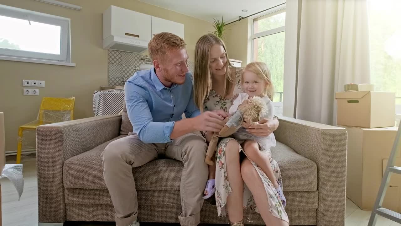 Stock Video Happy Family Spending Good Time Together At Home Animated Wallpaper