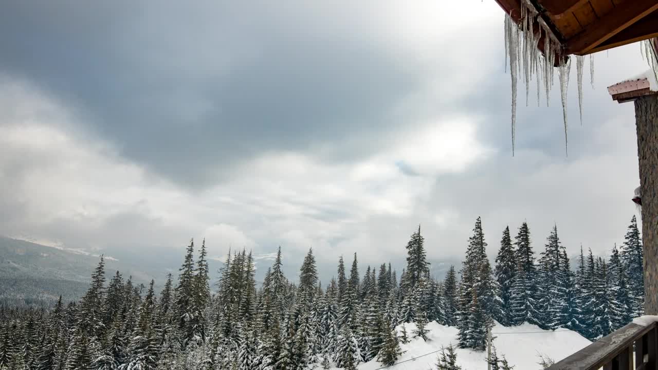 Stock Video Landscape Outside A Cabin In The Winter Mountains Animated Wallpaper