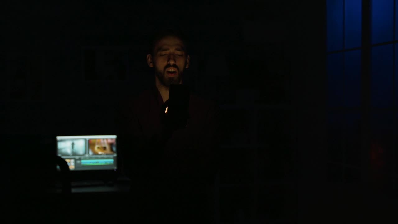 Stock Video Man Demonstrates Future Mobile App Voice Commands Animated Wallpaper